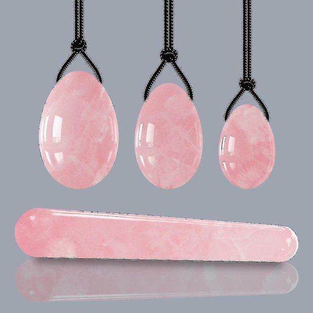Juego de huevos Yoni de cuarzo rosa Natural para mujer, huevo de Jade para ajuste Vaginal, ejercitador pélvico Kegel, masaje Vaginal, varita Yoni, bola de cristal