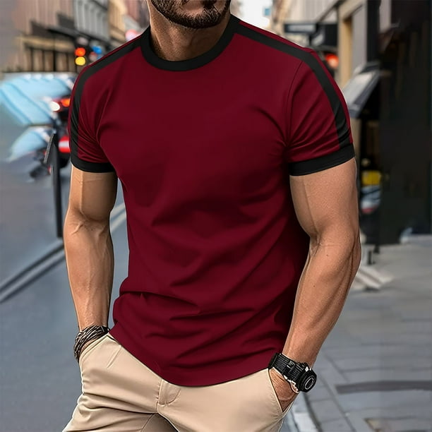 pstuiky camisetas de hombre, Camisa tipo blusa informal de manga corta con cuello vuelto y botones para hombre camisas casuales para hombre s