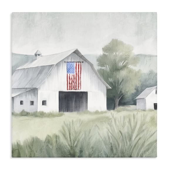 Stupell Industries Traditional Home USA Flag Barn Canvas Art, 17 x 17, by Kim Allen