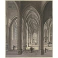 thumbnail image 2 of Johann Ludwig Ernst Morgenstern 20x24 Black Ornate Framed Double Matted Museum Art Print Titled: View of the Choir of a Three -Aisled Gothic Hall Church with Staff Figures in the C, 2 of 5