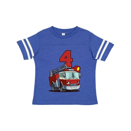 

Inktastic 4th Birthday Fire Truck Gift Toddler Boy or Toddler Girl T-Shirt