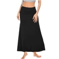 thumbnail image 2 of HVOBTTY Womens A Line Long Skirts, Summer Skirt for Women, Womens Casual Comfortable Solid Color High Waist Home A Line Daily Midi Skirt Black, S, 2 of 3