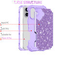 thumbnail image 3 of Casetego Phone Case for iPhone 16 Plus Case,Glitter Bling Heavy Duty Hybrid Sturdy High Impact Shockproof Protective Cover,Shiny Purple, 3 of 7