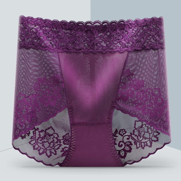 QIPOPIQ Underwear for Women Plus Size High Waisted Lace Waistless Mesh Sexy Oversized Briefs Panties