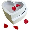 thumbnail image 6 of 10"Cardboard Heart Shaped Mache Flowers Packaging Strawberries Sweets Gift Box with Clear Lid Set of 2(L/M) (White, Heart Shaped), 6 of 10