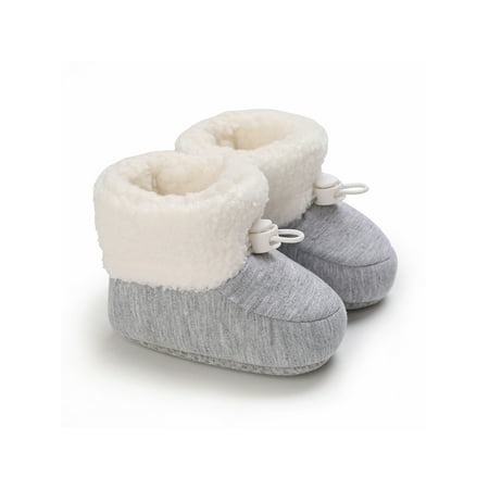 

Ritualay Infant Baby Winter Booties Mid Calf Ankle Boot Cotton Snow Boots Cute Comfortable Warm Bootie Home Walking Plush Lined Crib Shoes Cotton Gray 5C