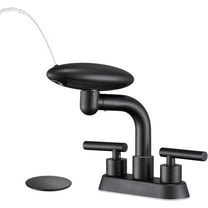 Matte Black Bathroom Sink Faucet,Modern 3 Hole Bathroom Faucet 2 Handle 4 Inch Centerset with 4 Water Outlet Modes, 360? Swivel Spout & Pop-Up Drain