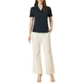 thumbnail image 2 of Allegra K Women's Collar Top Button Front Short Sleeves to Work Shirts, 2 of 5