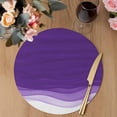 thumbnail image 3 of Purple Waves Round 15 Inch Placemats Set of 2, Ombre Abstract Art Gradient Modern HeatResistant Non Slip Place Mats for Dining Table, Wipeable Braided Kitchen Table Mats for Housewarming, 3 of 9