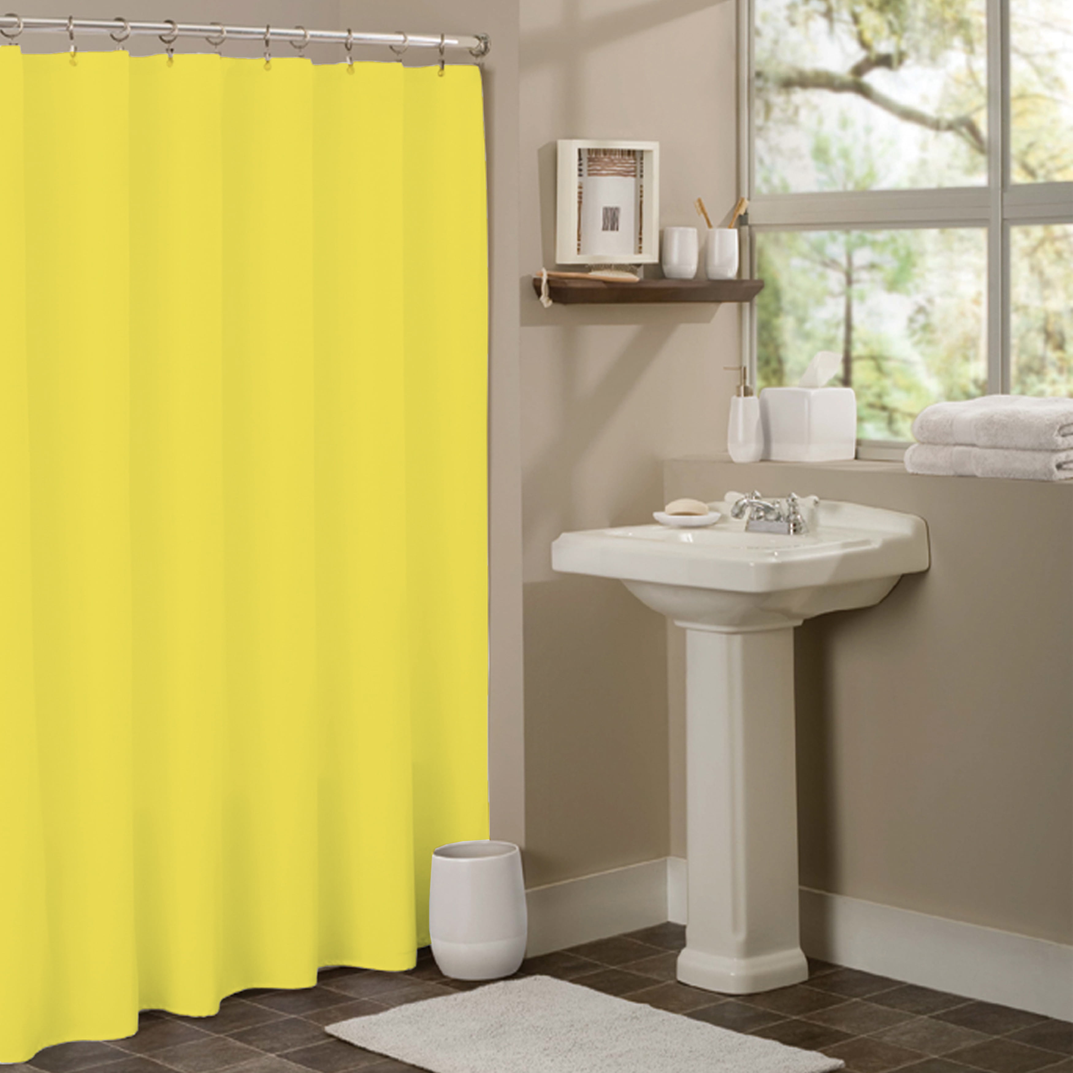 Shower Curtain Bathroom Waterproof Polyester Fabric Random Pattern & Hooks HCYC 