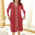 thumbnail image 2 of TEAJOPSUU Women's Modal Robe Plus Size Button Down Mid Length Cardigan Outerwear Long Lightweight Bathrobe Loungewear Red, 2 of 9