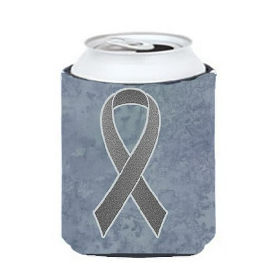 Grey Ribbon for Brain Cancer Awareness Can or Bottle Hugger, 12 Oz.