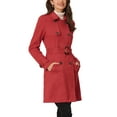 thumbnail image 4 of INSPIRE CHIC Women's Notched Lapel Double Breasted Faux Suede Trenchcoat XS Red, 4 of 6