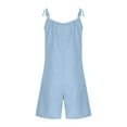 thumbnail image 6 of Diufon Girls Rompers for Summer Vacation Cotton Linen Sleeveless Short Jumpsuits with Adjustable Bow Tie Strap, 6 of 8