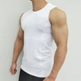thumbnail image 5 of Ierhent Undershirts for Men Men's Spring And Summer Leisure Sports Fitness Stitching Stripe Color Print Sleeveless T Shirt Vest White,M, 5 of 7