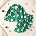 thumbnail image 3 of Enyan Toddler Girl Christmas Clothes Cute Santa Claus Print Button Up Shirt Top Pants Set for Loungewear Casualwear, 3 of 6