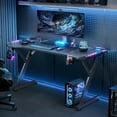 thumbnail image 2 of HLDIRECT 55 inch Gaming Desk with LED Lights,   Ergonomic Gaming Table, Large Computer Desk with Headphone Hook & Cup Holder, 2 of 6