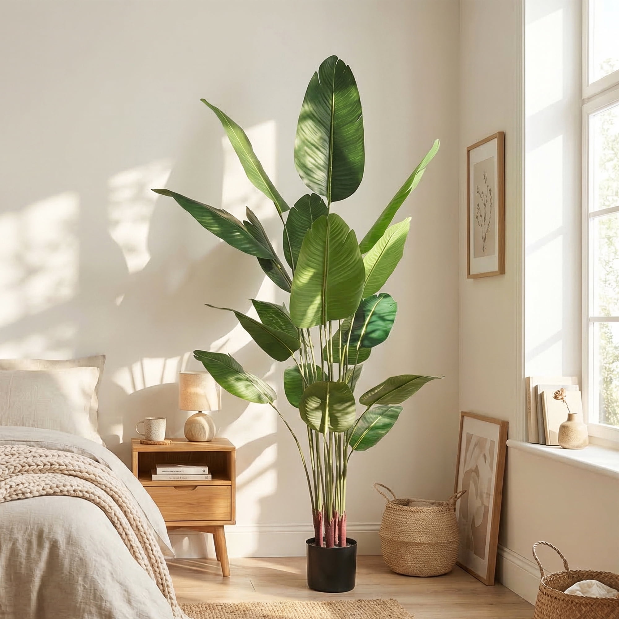 Easy4Home 6FT Artificial Plant Fake Tropical Palm Tree Potted Indoor Faux Floor Plant for Home Office Decor
