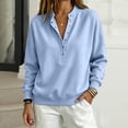 thumbnail image 3 of Comdrip Oversized Sweaters for Women Trendy Button down Sweatshirts Casual Snap V-Neck Long Sleeve Pullover Fall Travel Tops Sky Blue S, 3 of 3