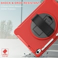 thumbnail image 5 of ELEHOLD for iPad 10th Gen 10.9" 2022 Rugged Case Three-Layer Protection with 360° Rotating Kickstand Adjustable Handstrap Pencil Holder Shockproof Case For iPad 10.9" 2022,Red, 5 of 8