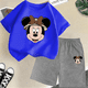 thumbnail image 3 of Conjunto de camisetas y pantalones cortos de verano con estampado de Mickey para niños y adolescentes de 2 a 14 años, camisetas informales de manga corta y cuello redondo, 2 piezas, 3 of 5