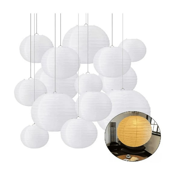 Lámparas Redondas de papel BELUG Pantallas Chinas decoración 13 pzs blanco