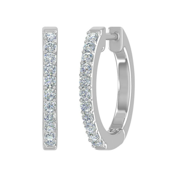 1/3 Carat Diamond Hoop Earrings in 14K White Gold (SI1-SI2 Clarity)