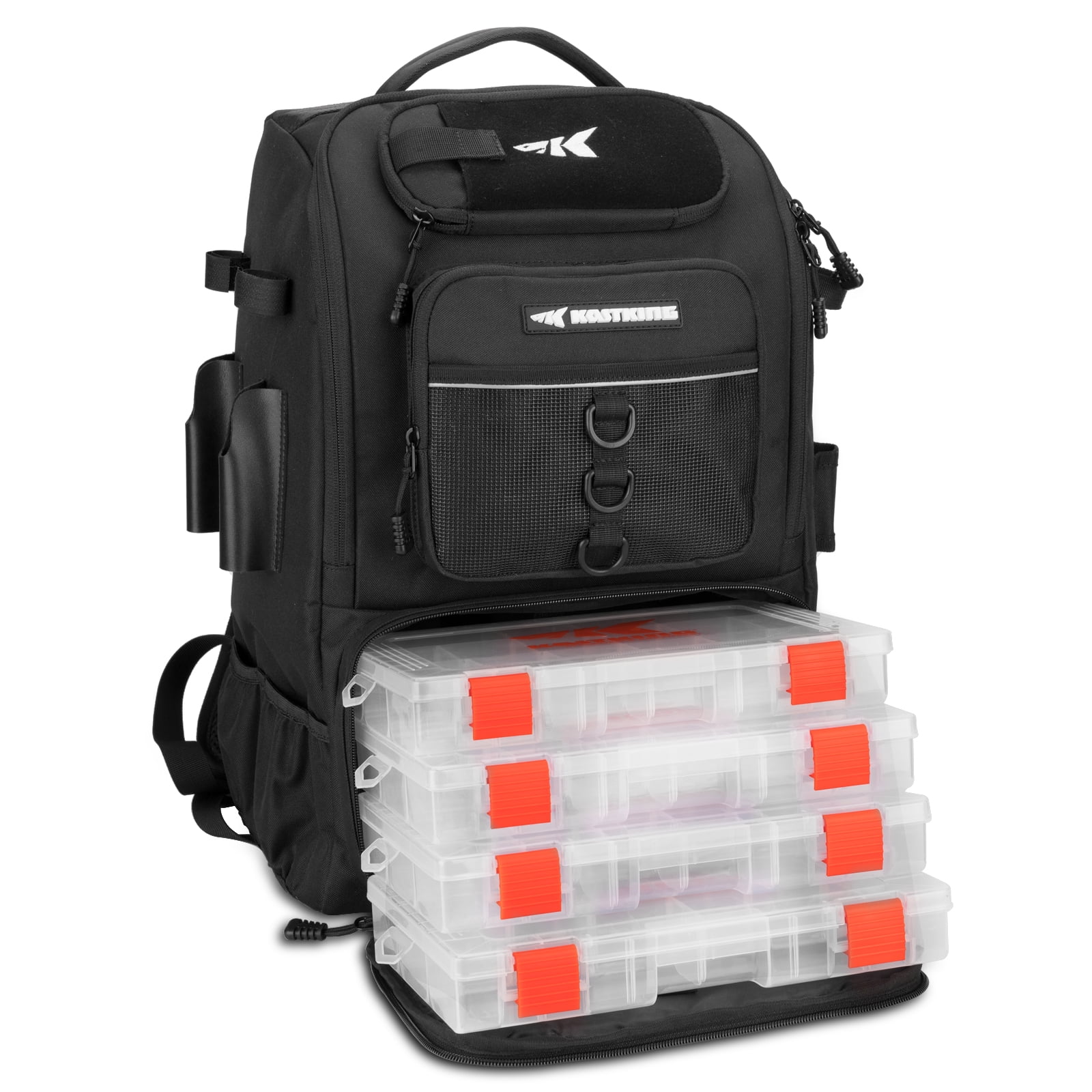 KastKing Karryall  Tackle Backpack with Rod Holders 4 Tackle Tray,Fishing Bag Storage Fishing Gear -Black