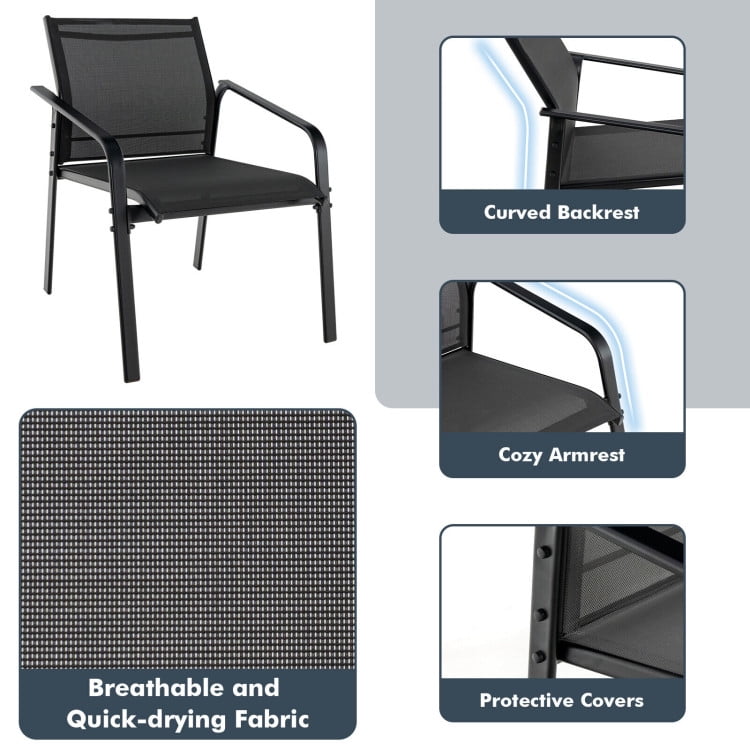 Aimee Lii 4 Pieces Patio Furniture Set with Glass Table Deck, Patio Conversation Sets for Backyard and Poolside, Black Aimee Lii 4 Pieces Patio Furniture Set with Glass Table Deck, Patio Conversation Sets for Backyard and Poolside, Black