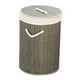 thumbnail image 4 of Cesta plegable para la colada, cesta para la compra, Cubo de almacenamiento de ropa sucia de gran capacidad de bambú para el hogar, 1,0 gris redondo, 4 of 10