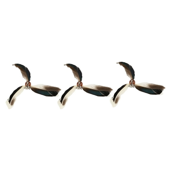 Unique Bargains 3pcs Cat Feather Plaything Cat Wand Replacement Feather W/ Bell for Pet Interactive White Brown
