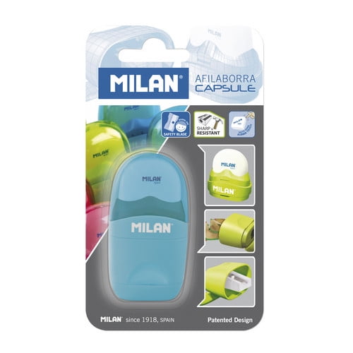 MILAN BYM10008 MILAN CAPSULE SINGLE HOLE SHARPENER WITH ERASER CARDED