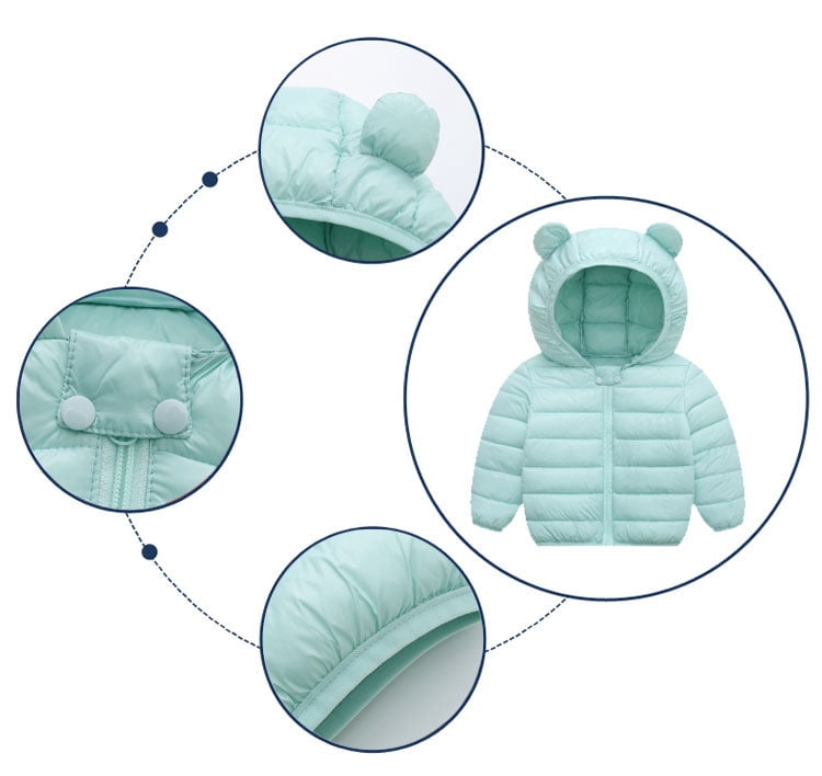 ATAIKU 6M-5T Toddler Baby Boy Girl Cute Hooded Puffer Jacket with Pants Kids Winter Snowsuit Lightweight Down Outwear