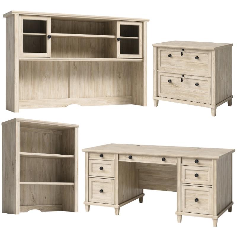 Home Square 4Piece Set with Executive Desk Hutch File