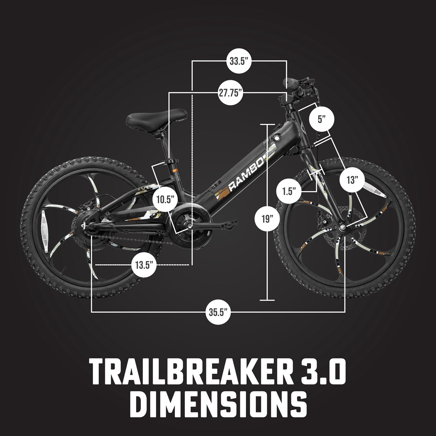 Rambo Trailbreaker 3.0 20" Electric Bike, Adjustable Power, Pedal Assist
