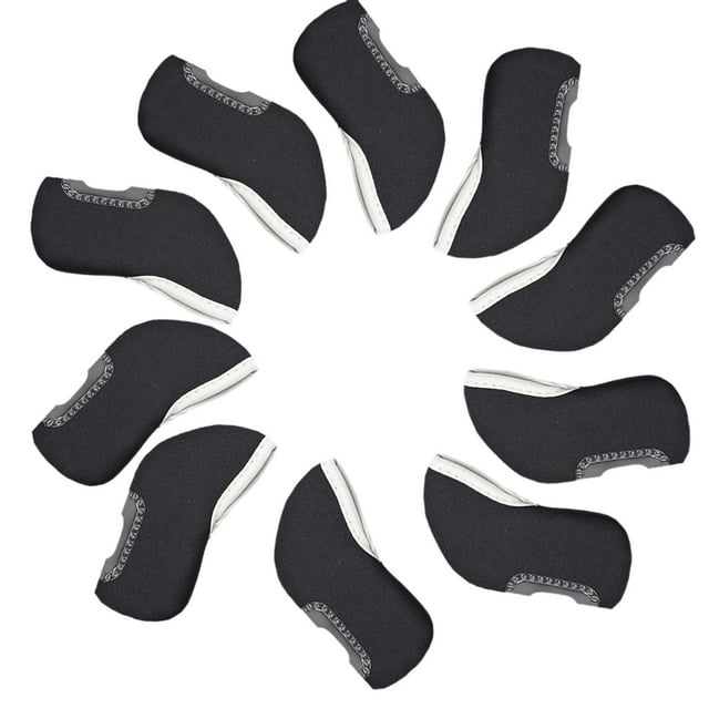 10 piezas de fundas para cabeza de golf, protectores para varillas de golf, funda protectora para entrenamiento de golf Negro