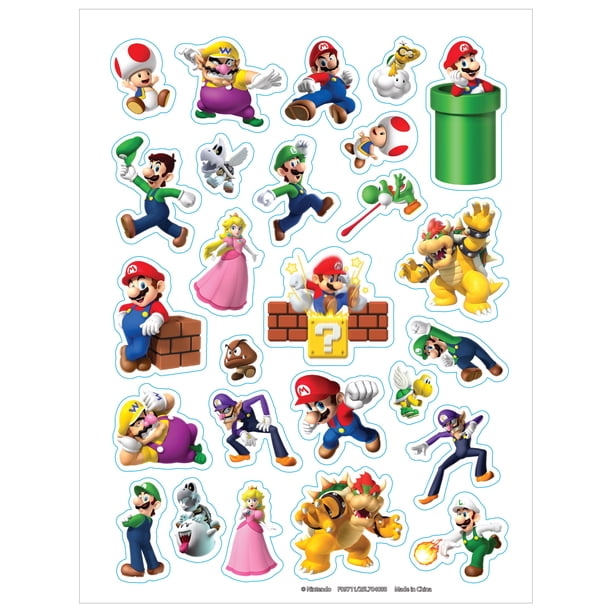Nintendo Super Mario Bros. Sticker Sheet, Includes 26 Stickers
