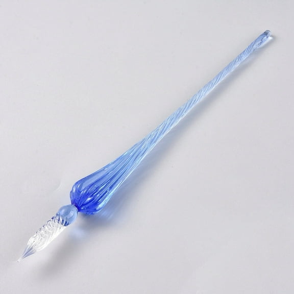 Handmade Glass Dip Pen Calligraphy Signature Pen Business Present Blue 190x17mm