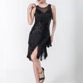thumbnail image 3 of Gibobby Vestidos noche Vestido baile con borlas lentejuelas europeas y , vestido baile, vestido actuación baile en escenario, vestido actuación, vestido baile（Negro， XL), 3 of 4