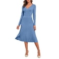 thumbnail image 3 of PrettyGuide Women's Wrap Sweater Dress V Neck Long Sleeve Pleated A Line Knit Midi Dresses, 3 of 8
