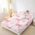 thumbnail image 3 of Erosebridal Cute Coquette Bowknot Bed Sheets,Pink Polka Dot Bowtie King Sheets For Bow Lovers 4 Pieces, 3 of 6