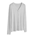 thumbnail image 7 of WRKEKC Cardigan Sweaters for Women V-Neck Long Sleeve Solid Color Button Front Lightweight Breathable Sun Protection Cardigan, 7 of 7