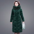 thumbnail image 4 of Ropa de invierno para mujer, abrigo largo de piel morada con capucha de piel, tejido de terciopelo, algodón acolchado, abrigo cálido y grueso, nueva ropa de abrigo, 4 of 5