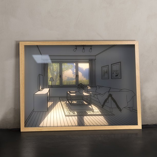 Marcos De Imagen Luz Nocturna Acrílico Decoración LED Luz Pintura 3 velocidades Regulable Luz Sombra Pintura Lámpara LED Kuymtek Para estrenar