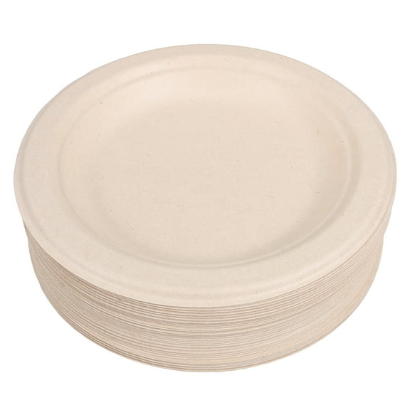 MEIBUTYUP 50pcs Disposable Beige Paper Oval Plates Party Tableware for Large Gatherings and Events