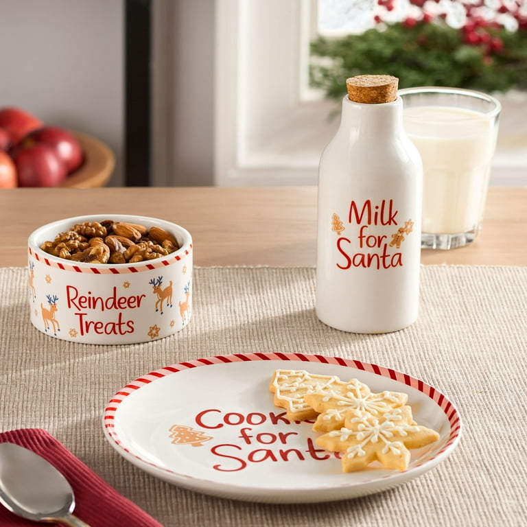 Holiday Time Multicolor Round Glazed Earthenware Ceramic Santa