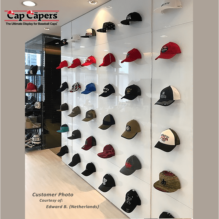 Baseball Cap Display; Wall Mounted Hat Rack; Baseball Cap Storage &  Organization; Great for Cap Collectors (12)