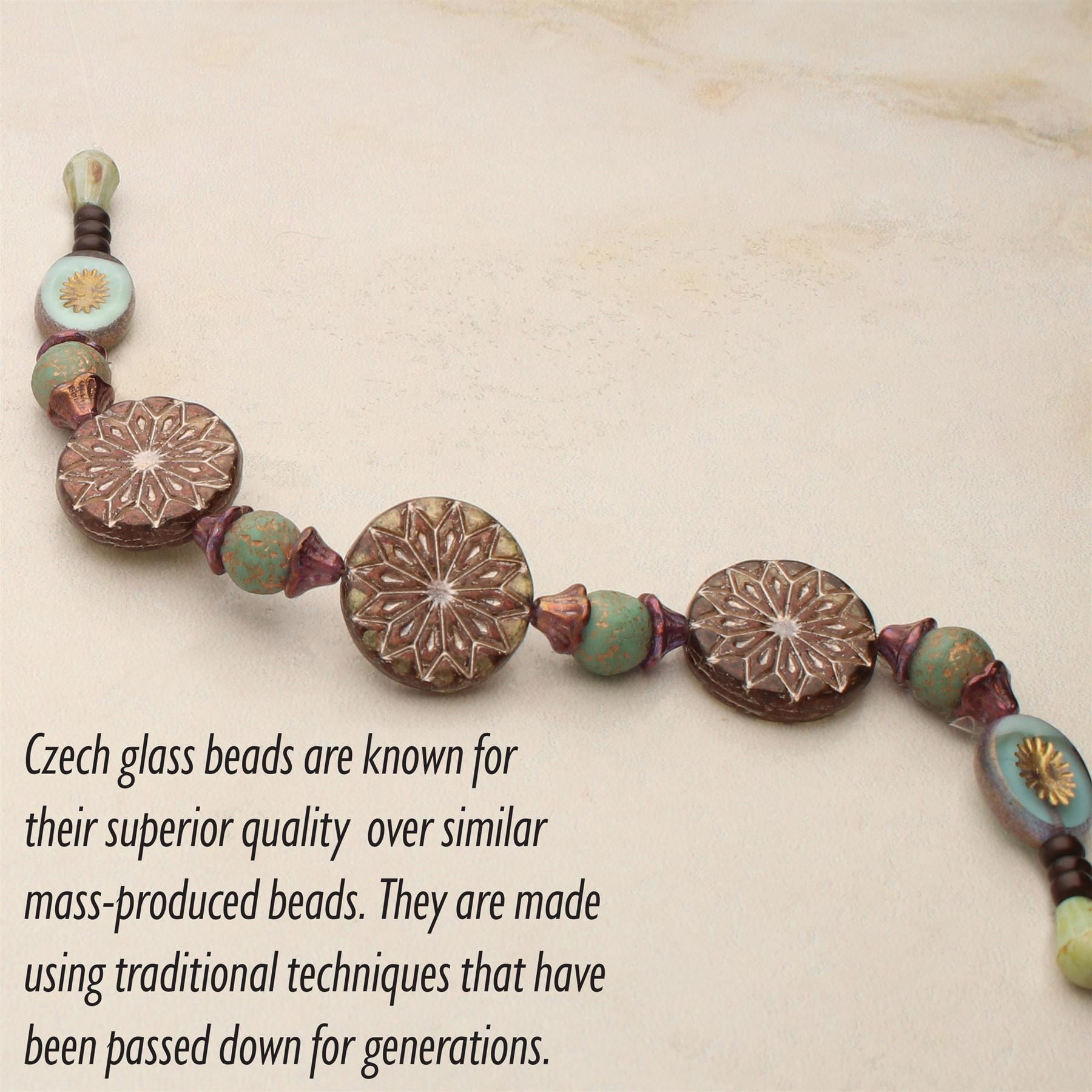 The Beadsmith Czech Glass Strands – Pressed & Table Cut Beads – 6 x 7-Inch Strands, 25 Beads Per Strand – Bronze Suburst Mix – for Jewelry Making, Decorations & DIY Crafts