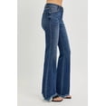 thumbnail image 4 of I AM A FASHION JUNKY RISEN Full Size Mid Rise Flare Frayed Hem Jeans Plus Size (DARK, 1XL), 4 of 6