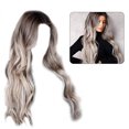 thumbnail image 1 of Lace Front Wig with Black Roots Blonde Wigs with Long Curly Wavy Middle Part Heat Resistant Synthetic Hair Wigs for Women, 1 of 7